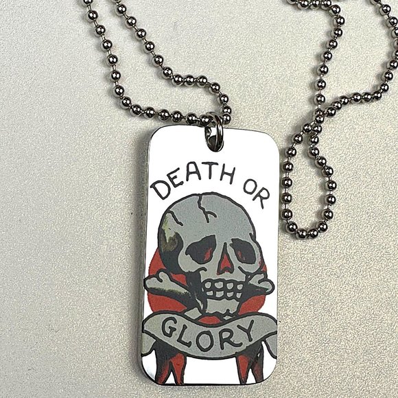 ED HARDY VINTAGE by Christian Audigier / Death Or Glory Single Dog Tag - Picture 4 of 8
